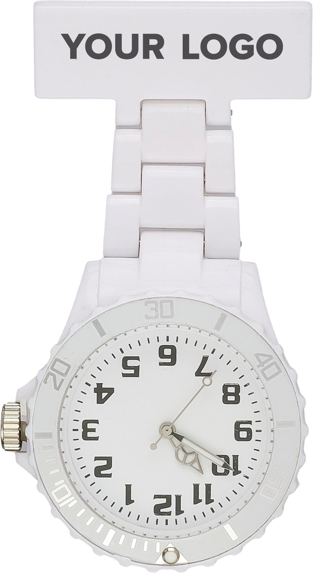 Verpleegsterhorloge Simone | Kunststof | Speld wit
