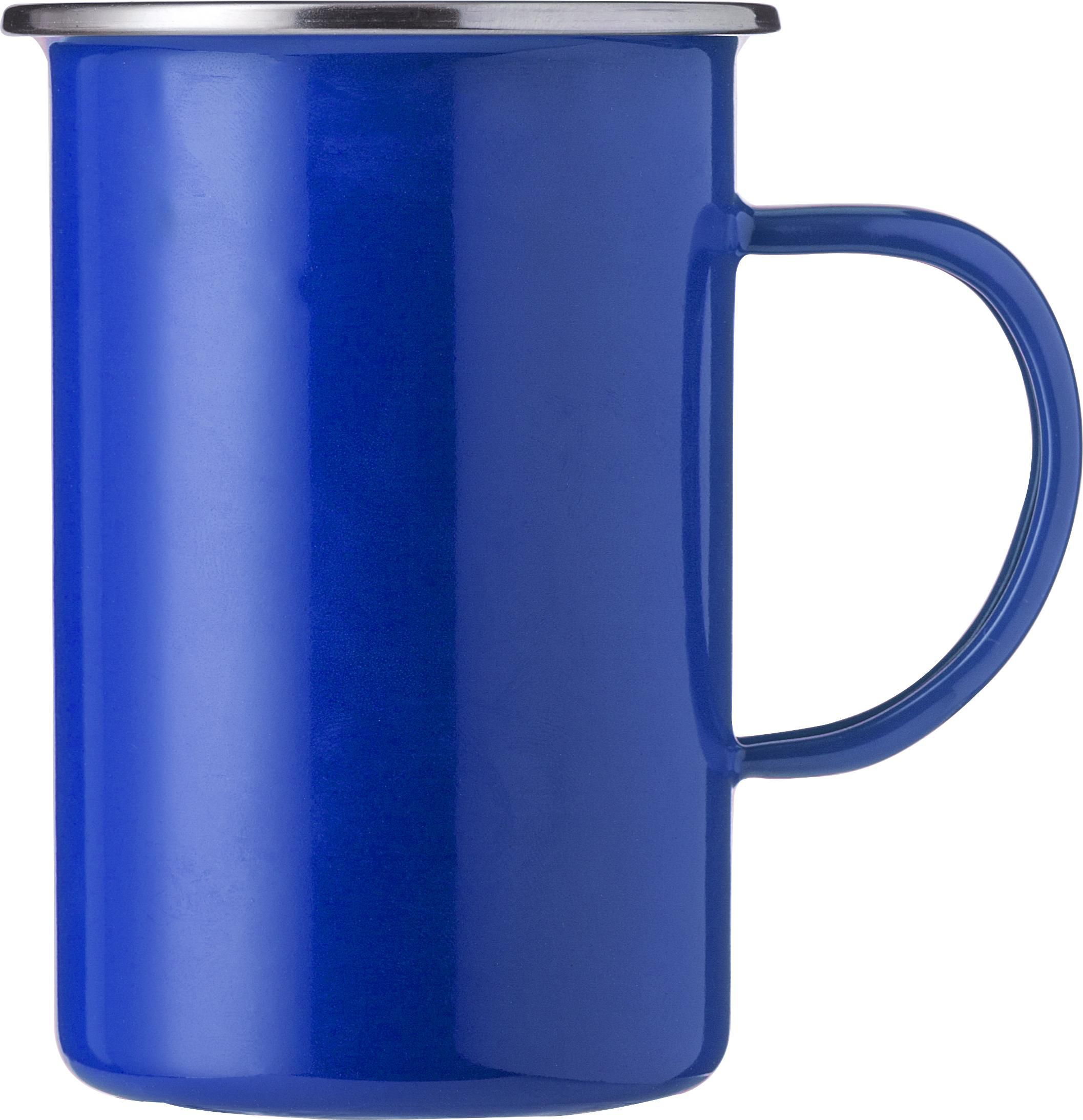 Emaille mok Ayden | Rvs rand | 500 ml blauw