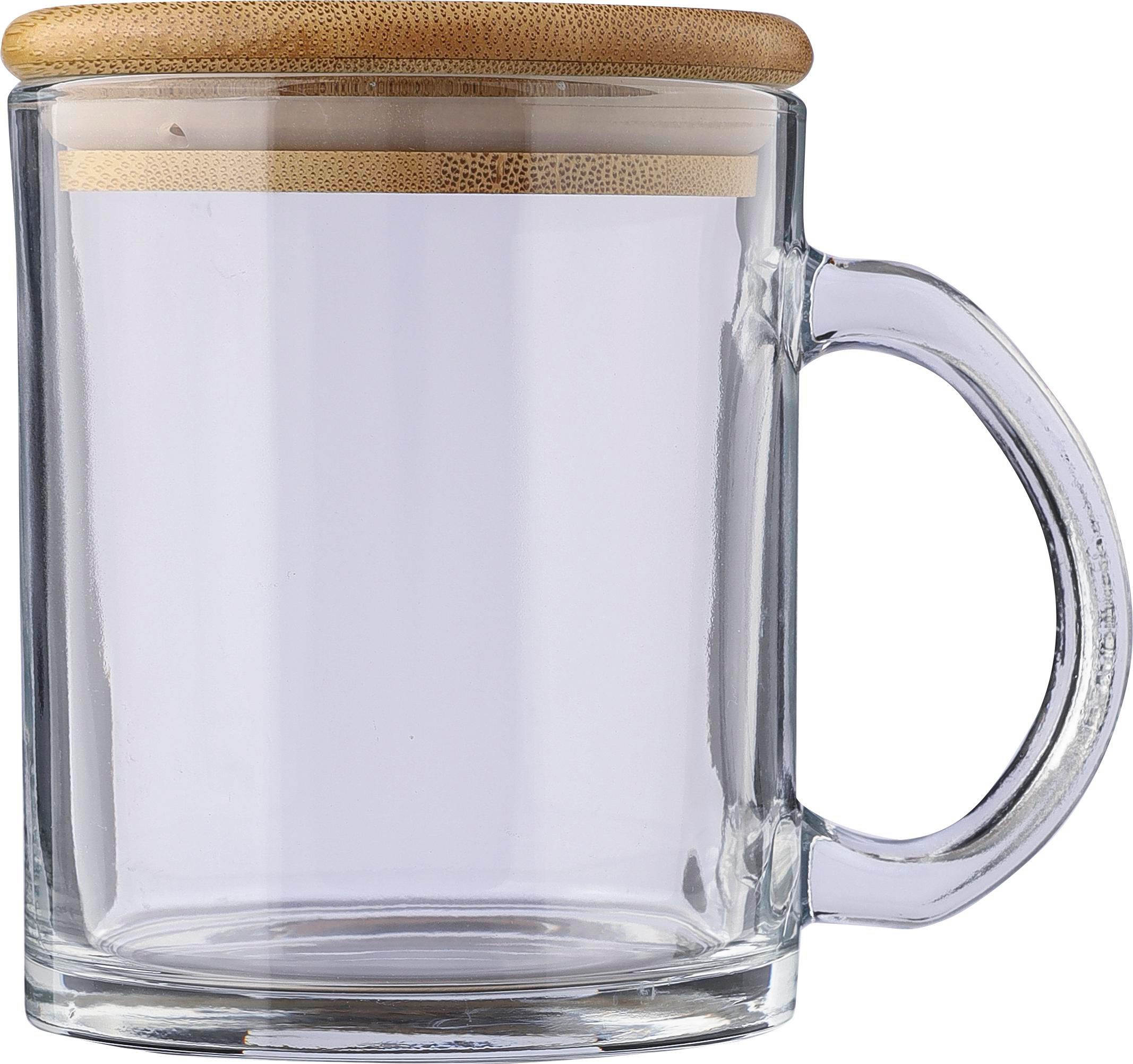 Drinkbeker Ashley | Glas | Bamboe deksel | 300 ml neutraal