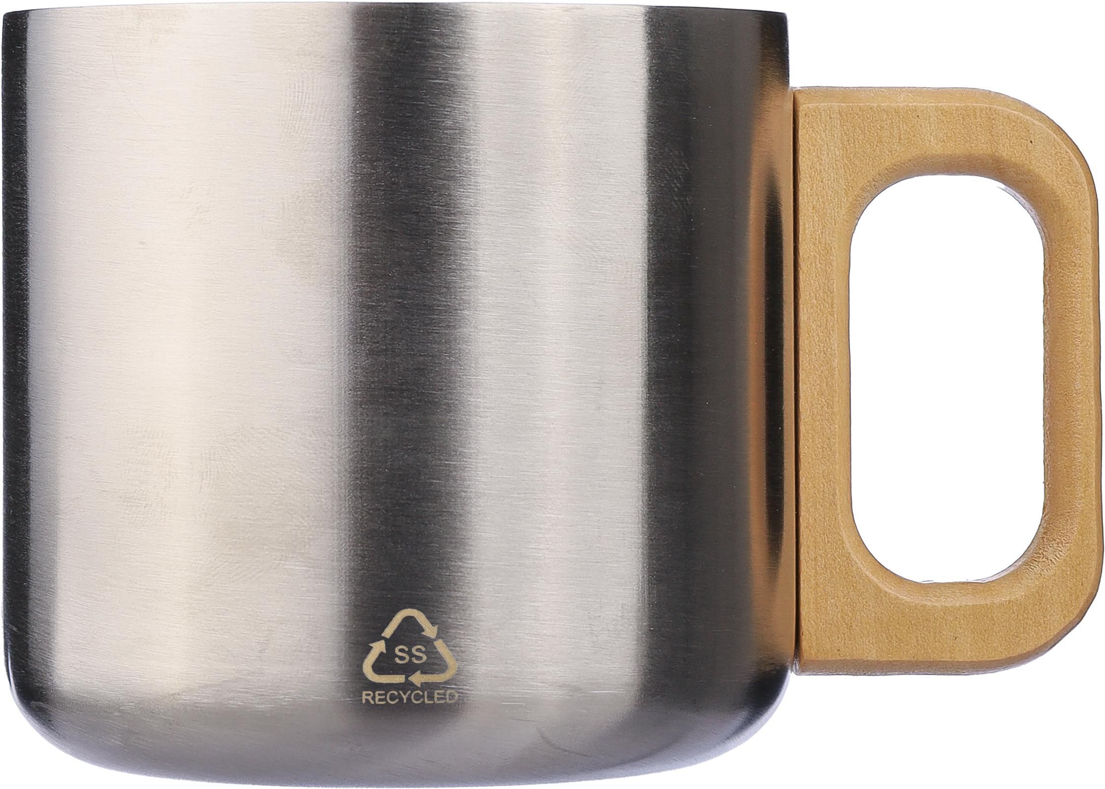 Mok Dwight | Rvs | Houten handvat | 400 ml zilver