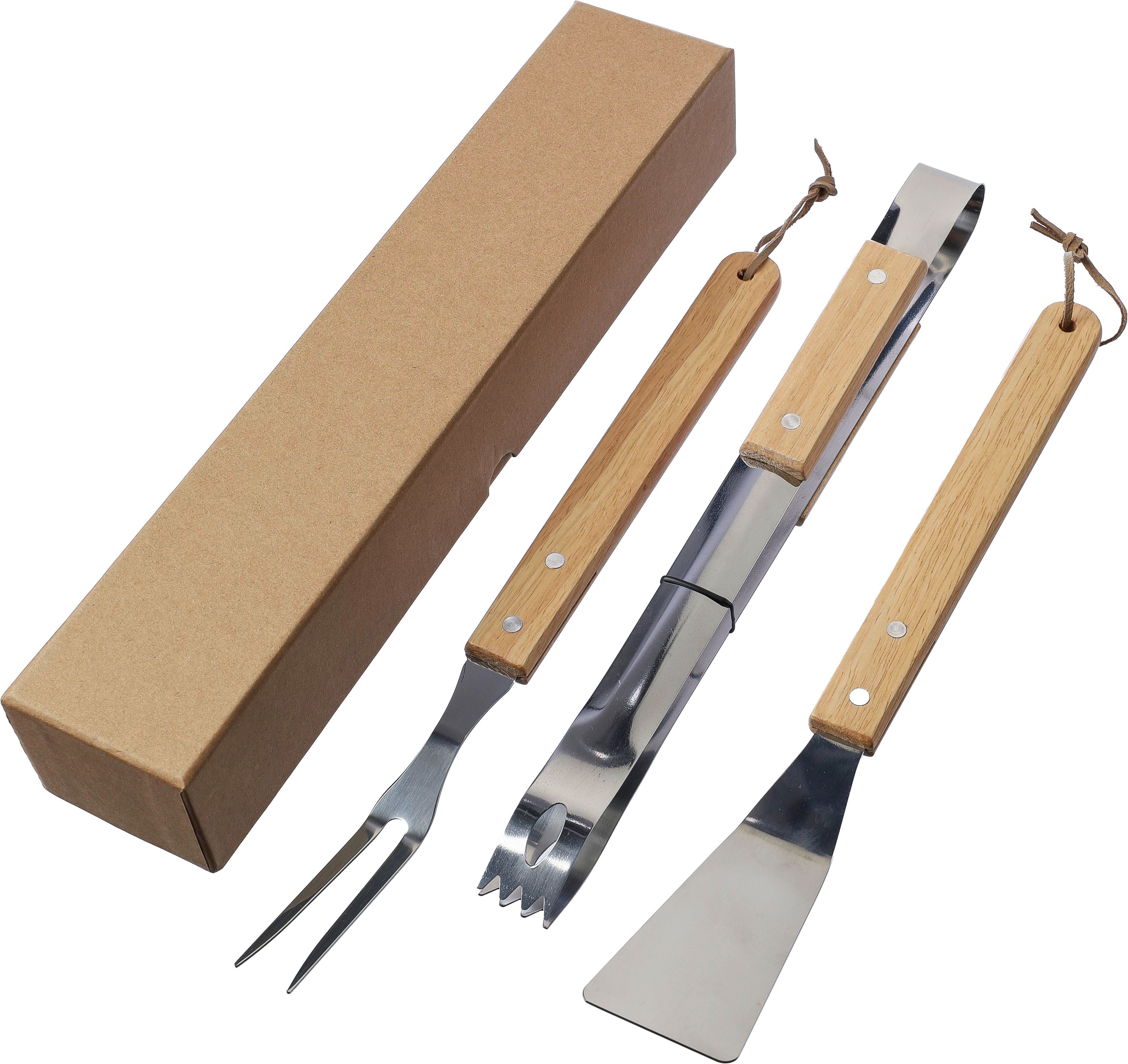 Barbecueset Kaitlyn | Rvs | 3 st | Houten handvatten thumbnail