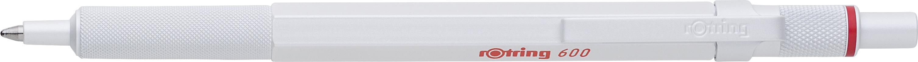 Rotring 600 balpen | Metaal parelwit, Zwartschrijvend