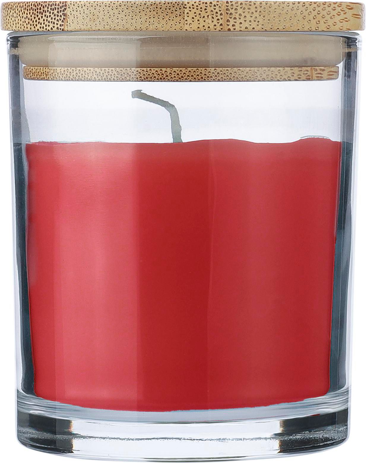 Kaars Riven | Glas met bamboe deksel rood