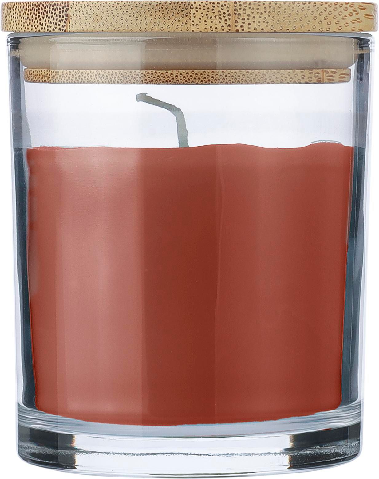 Kaars Riven | Glas met bamboe deksel oranje
