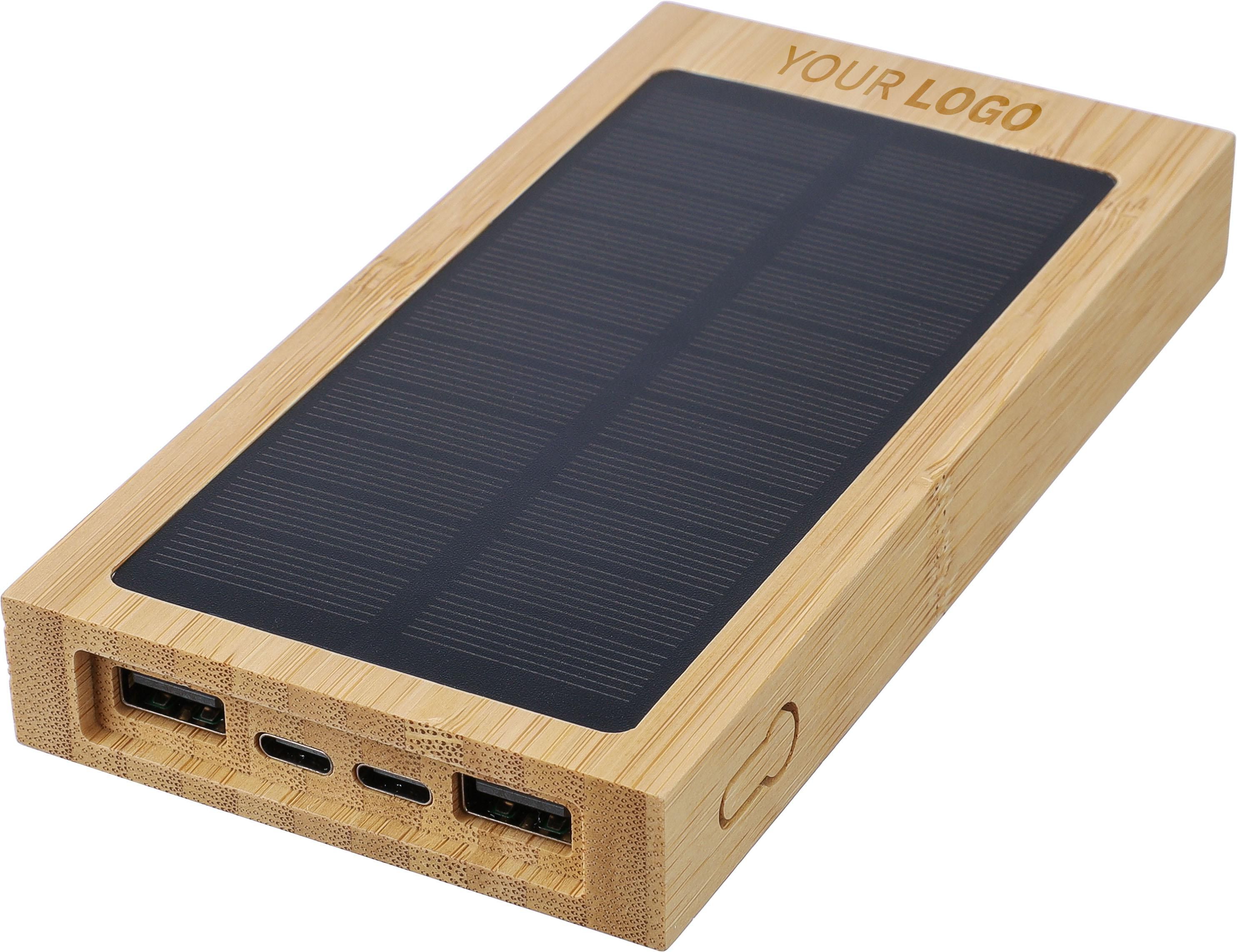 Powerbank Elz | Bamboe | Solar | 10.000 mAh thumbnail