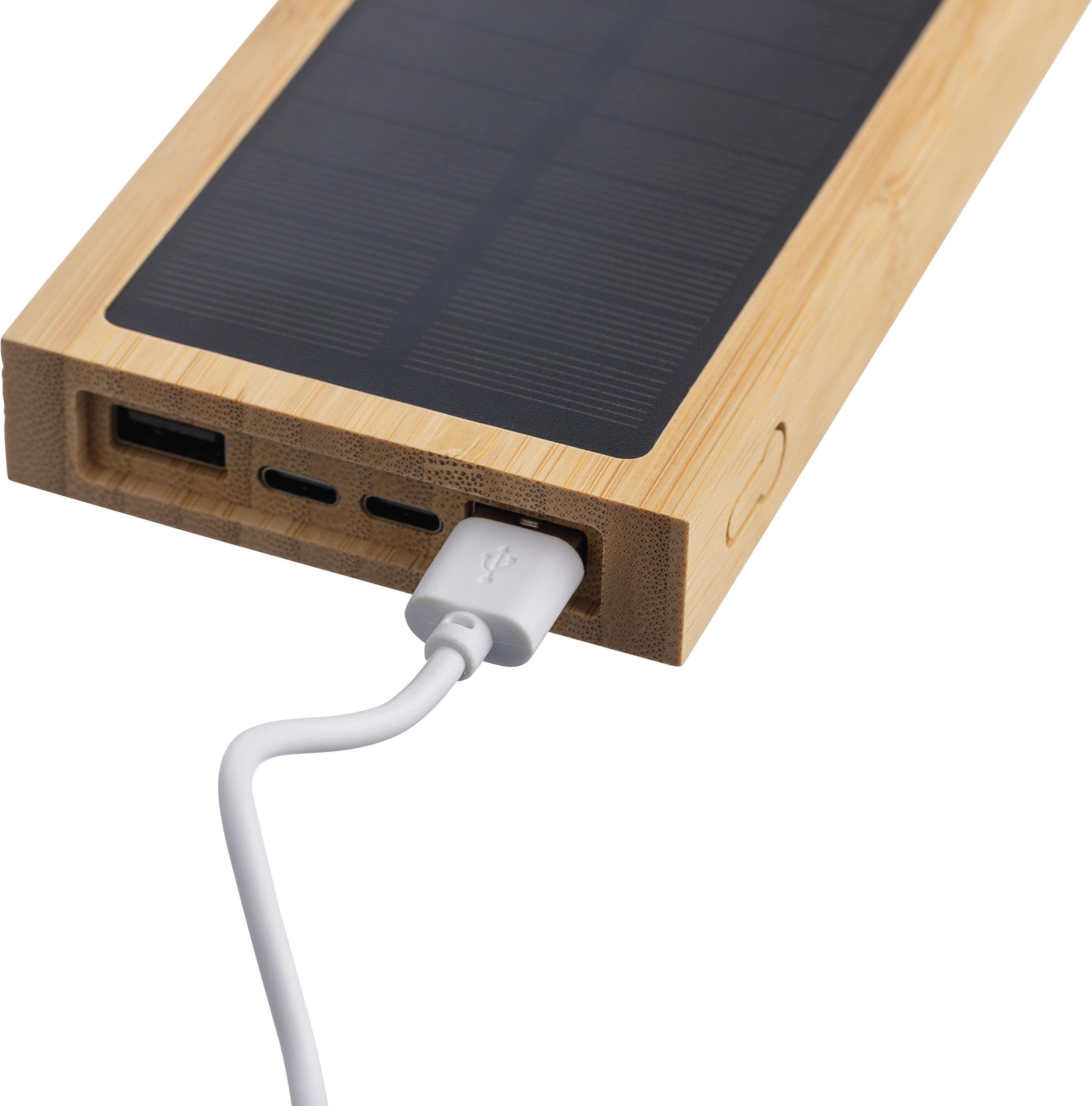 Powerbank Elz | Bamboe | Solar | 10.000 mAh thumbnail