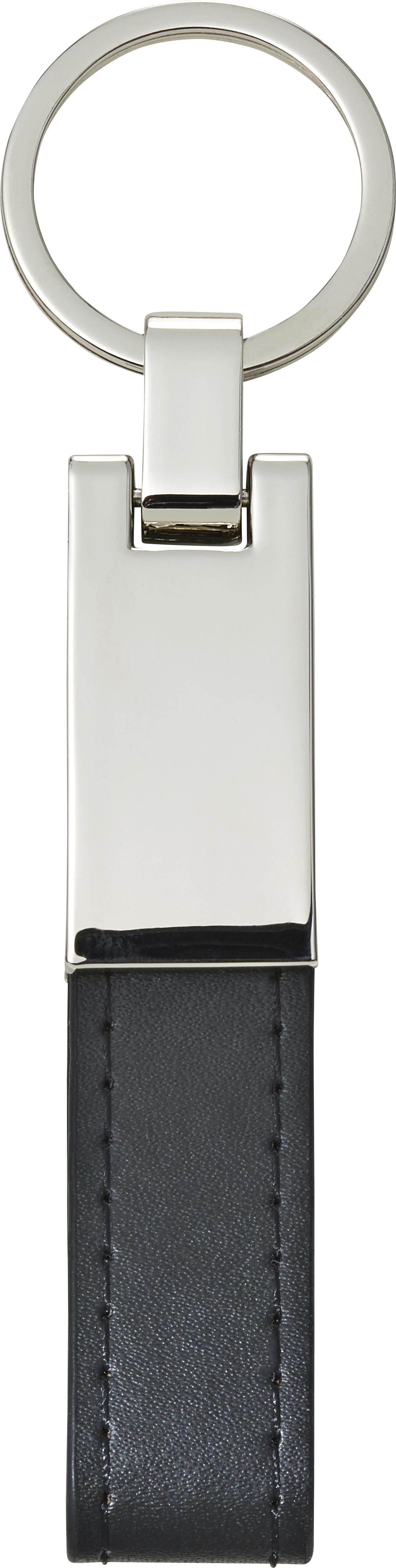 Sleutelhanger Keon | Staal en synthetisch leer zwart