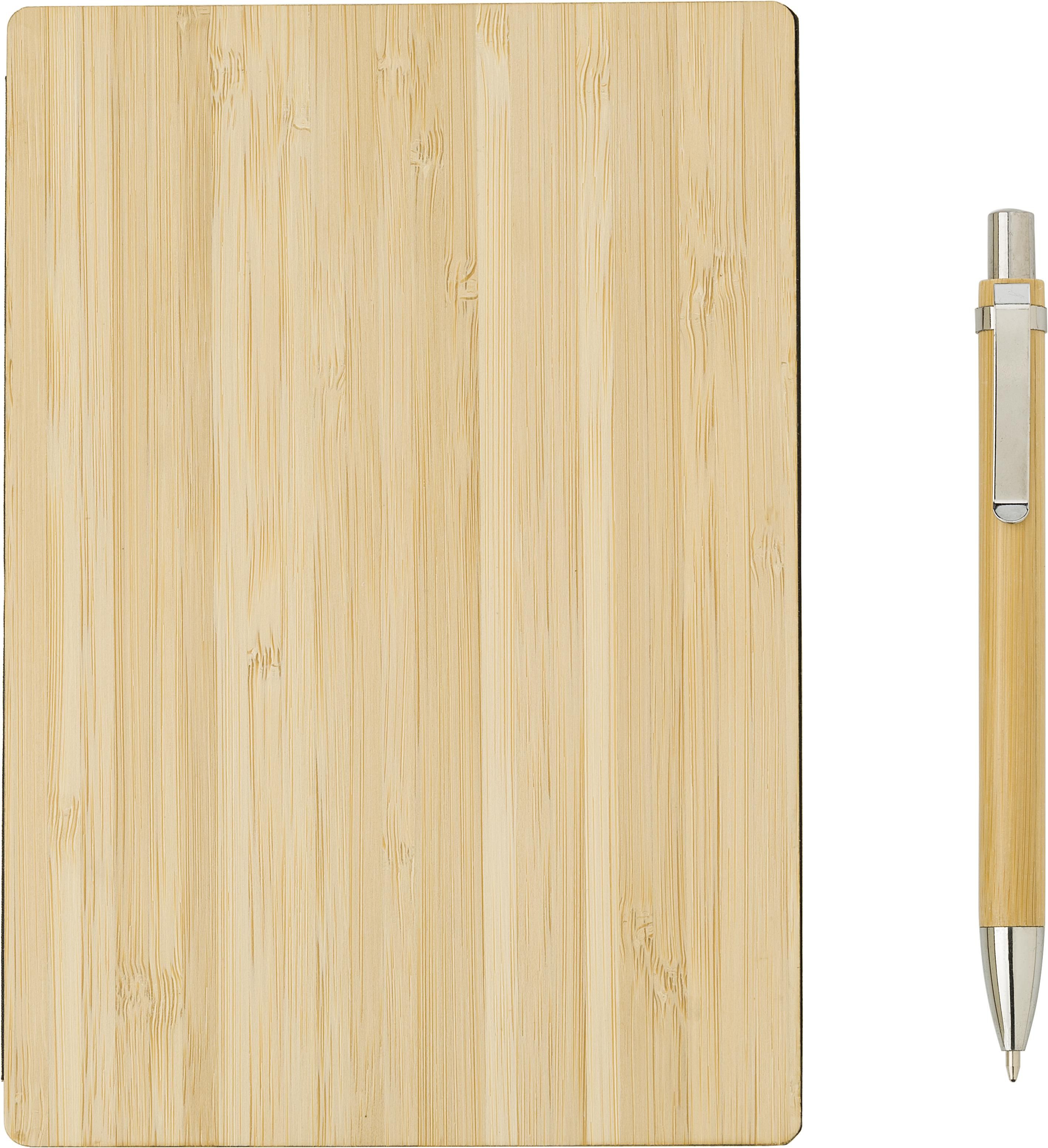 Bamboe cover notitieboek met pen Jo thumbnail