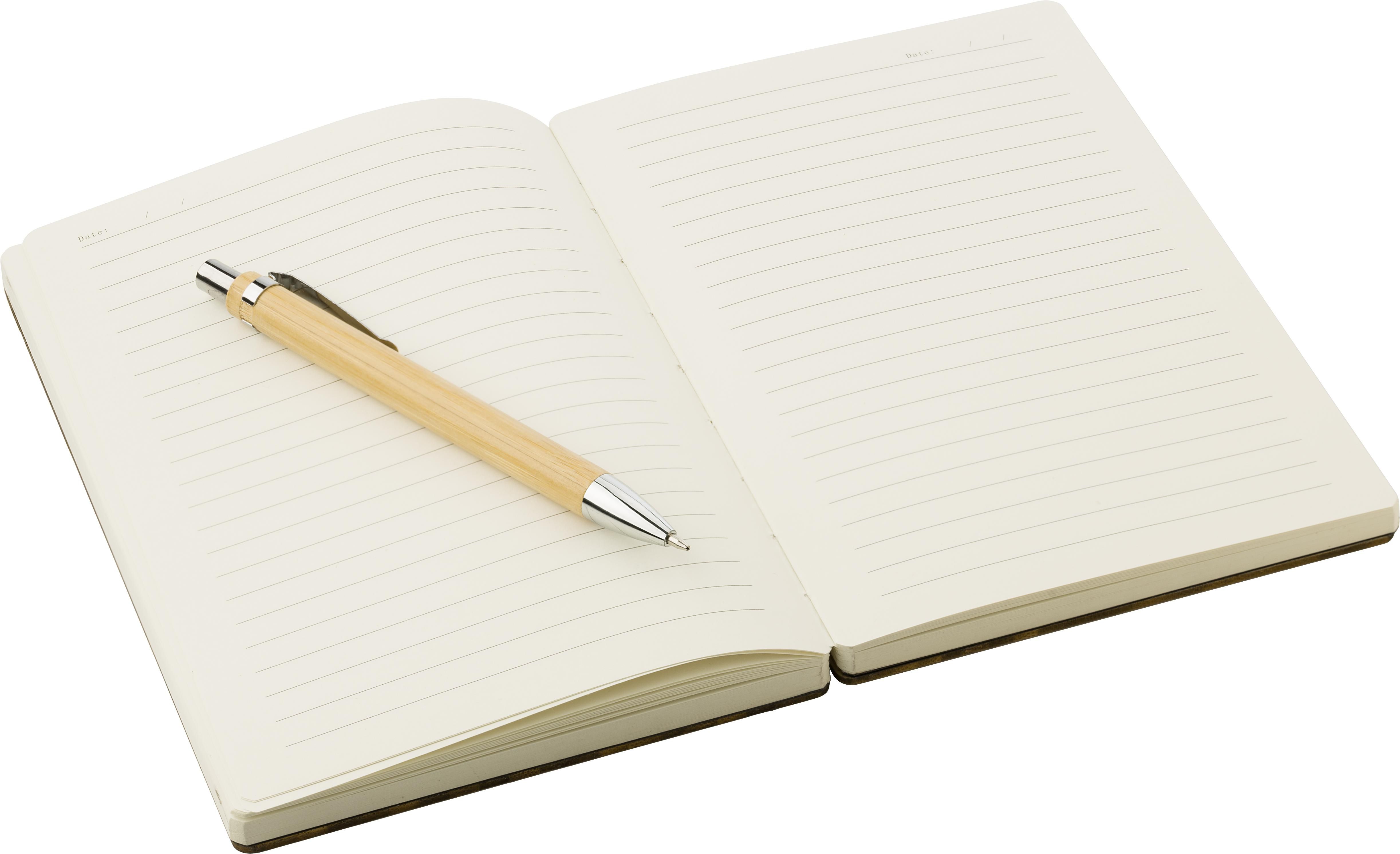 Bamboe cover notitieboek met pen Jo thumbnail