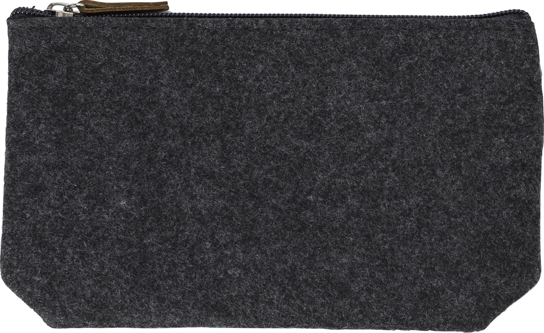 Cosmetisch tasje Lucy | Vilt | Synthetisch leren details grijs