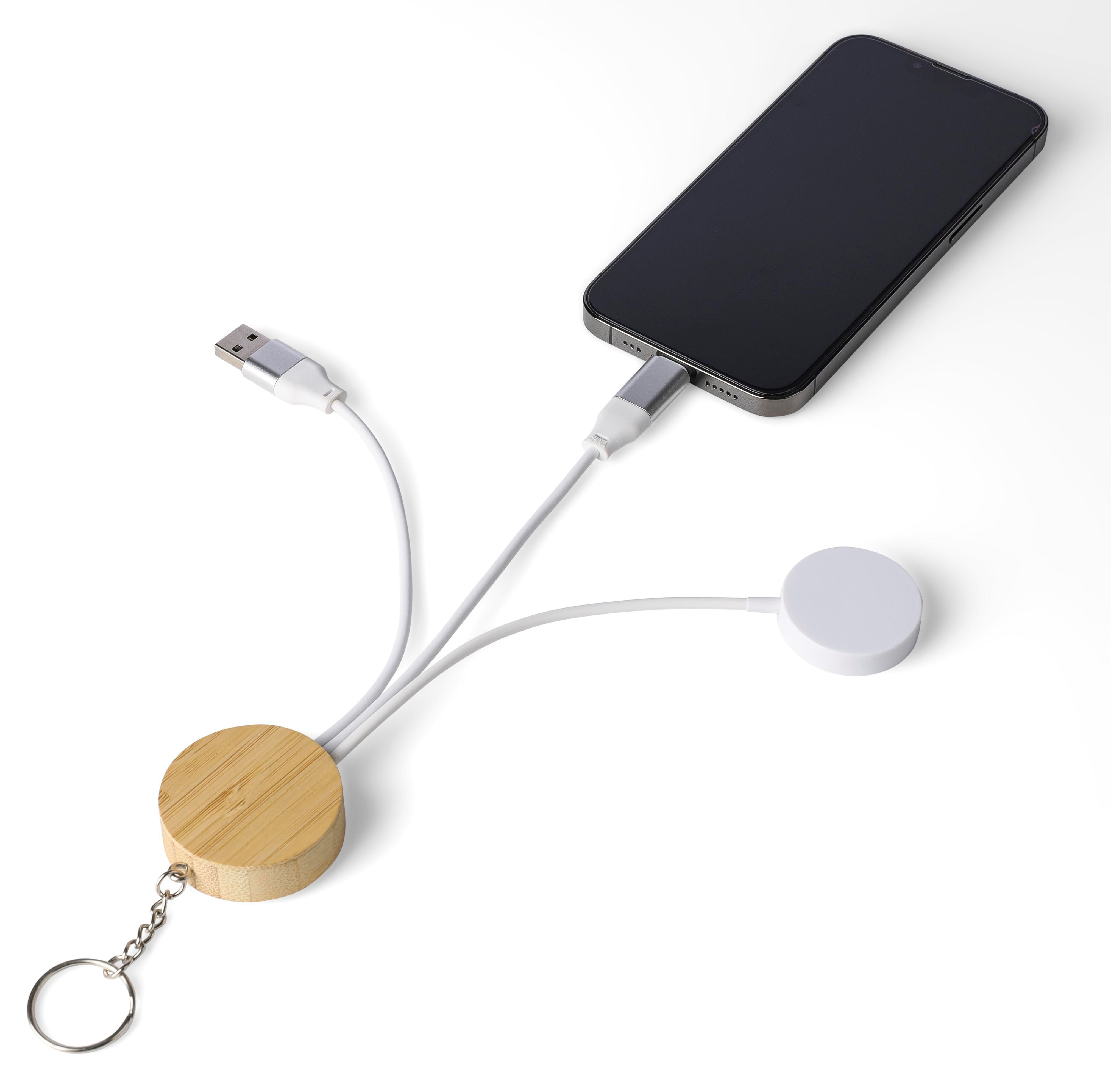 Sleutelhanger met oplaadkabels Mei | Bamboe | Met smartwatchlader thumbnail