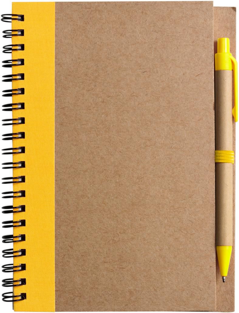 Notitieboek Stella | Karton | Gelijnd | Met balpen geel