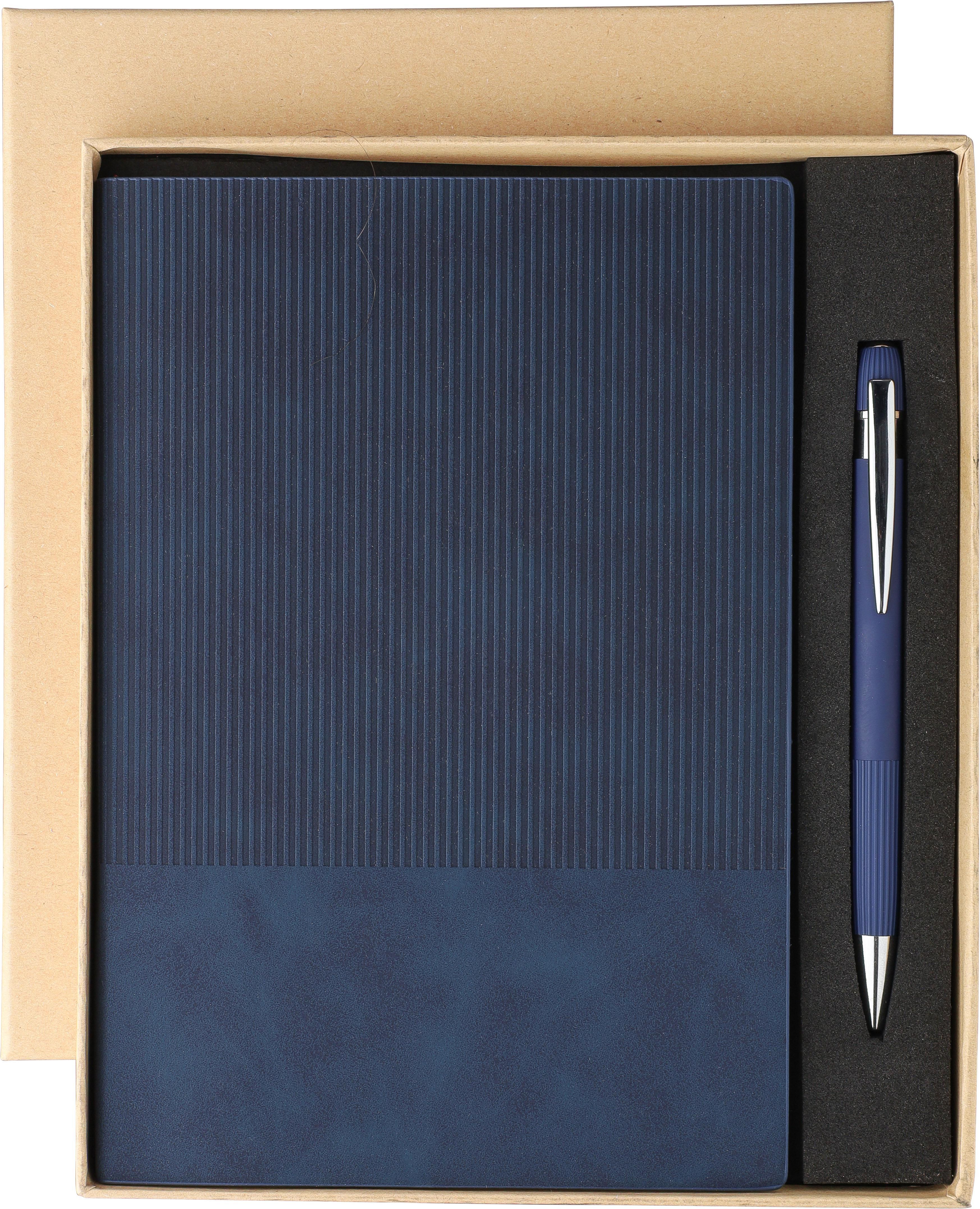 Notitieboekset Tarek | Synthetisch leer | A5 | Met balpen blauw
