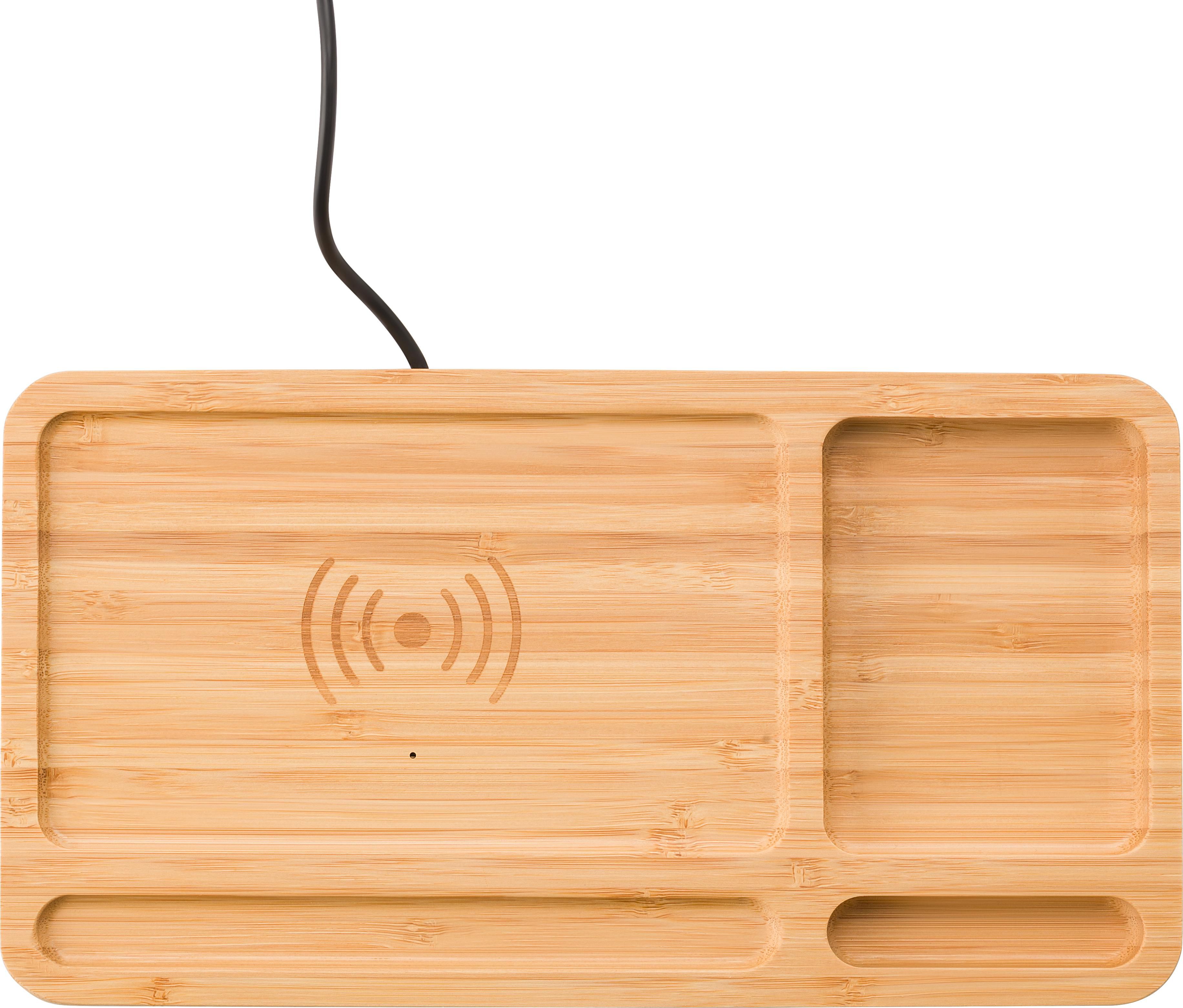 Draadloze oplader Faye | Bamboe | Bureau-organizer bamboe