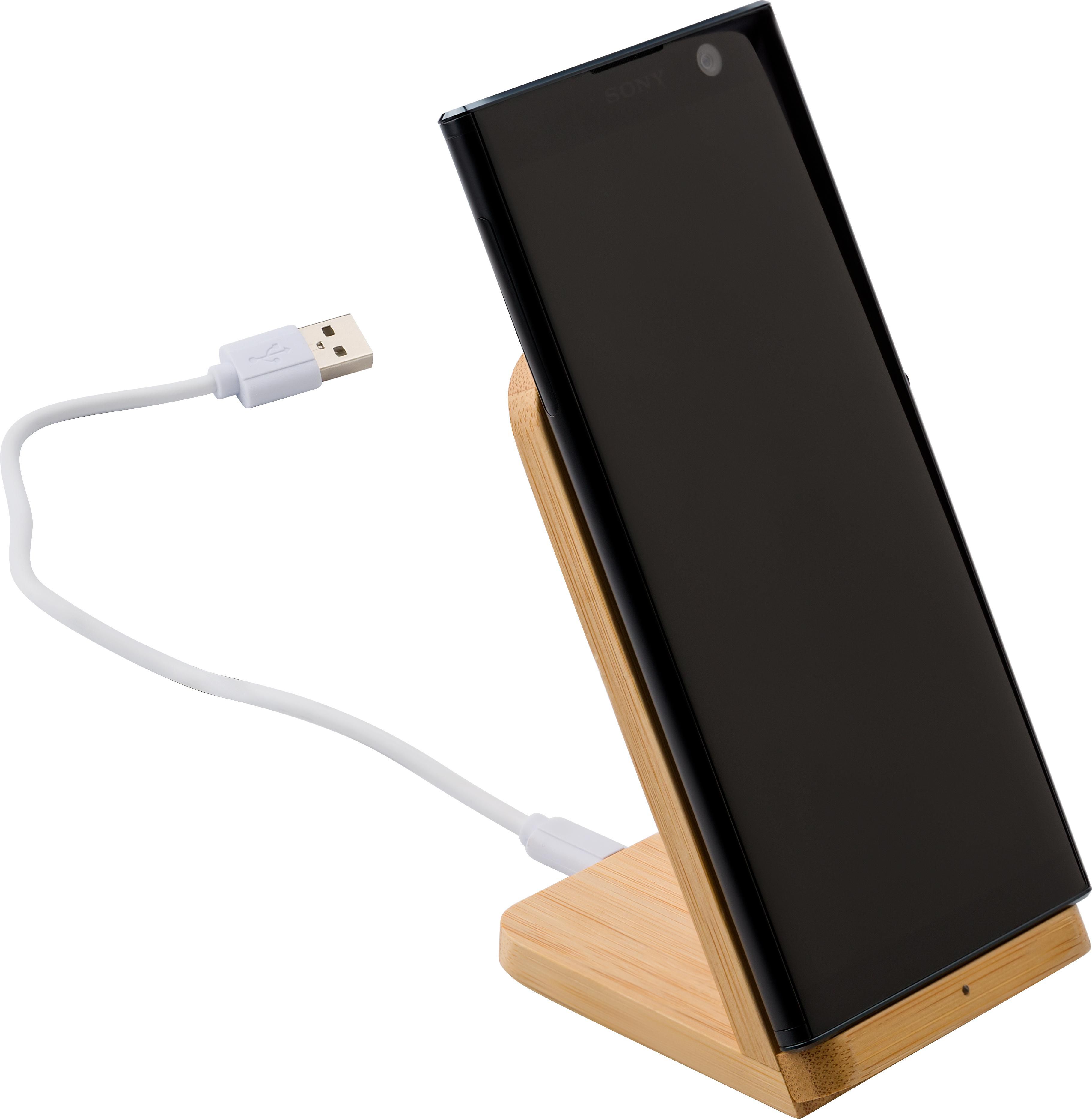 Draadloze oplader Claudie | Bamboe | Telefoonstandaard thumbnail